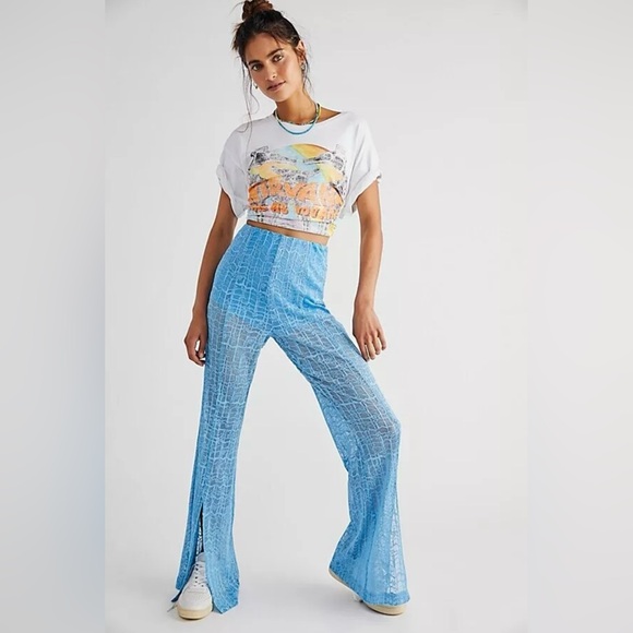 Free People Pants - NWOT Free People Night Lace Flare Pants Size Medium
